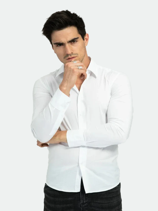 Slim-Fit-Hemd mit langen Ärmeln | Novara | Weiß