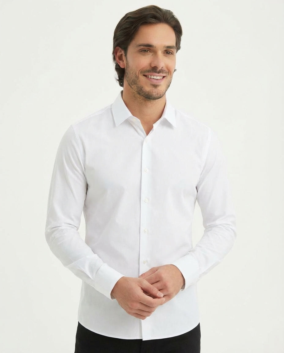 Slim-Fit-Hemd mit langen Ärmeln | Novara | Weiß