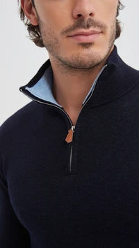 Halfzip sweater | Laurent | Donkerblauw