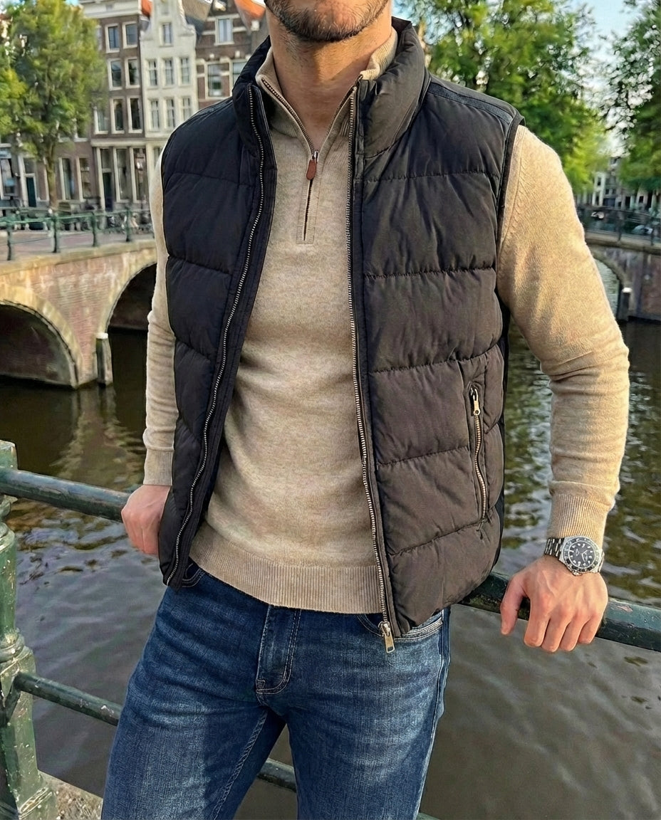 Halfzip sweater | Laurent | Beige