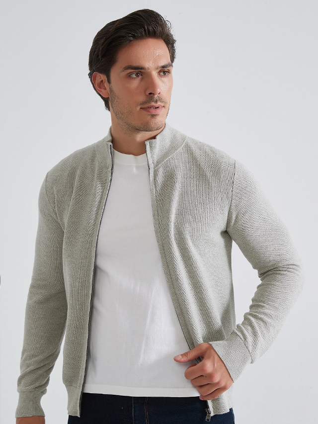 Pullover mit halbem Reißverschluss | Cosenza | Grau