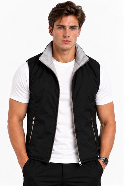 Dubbelzijdige Tech Bodywarmer | Zwart - Grijs