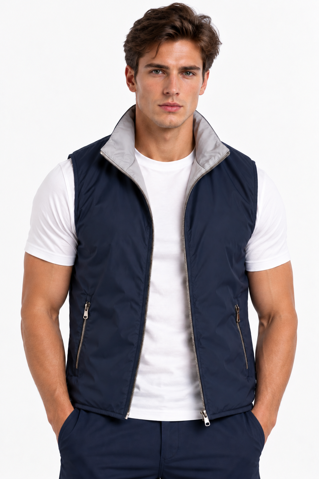 Dubbelzijdige Tech Bodywarmer | Donkerblauw - grijs