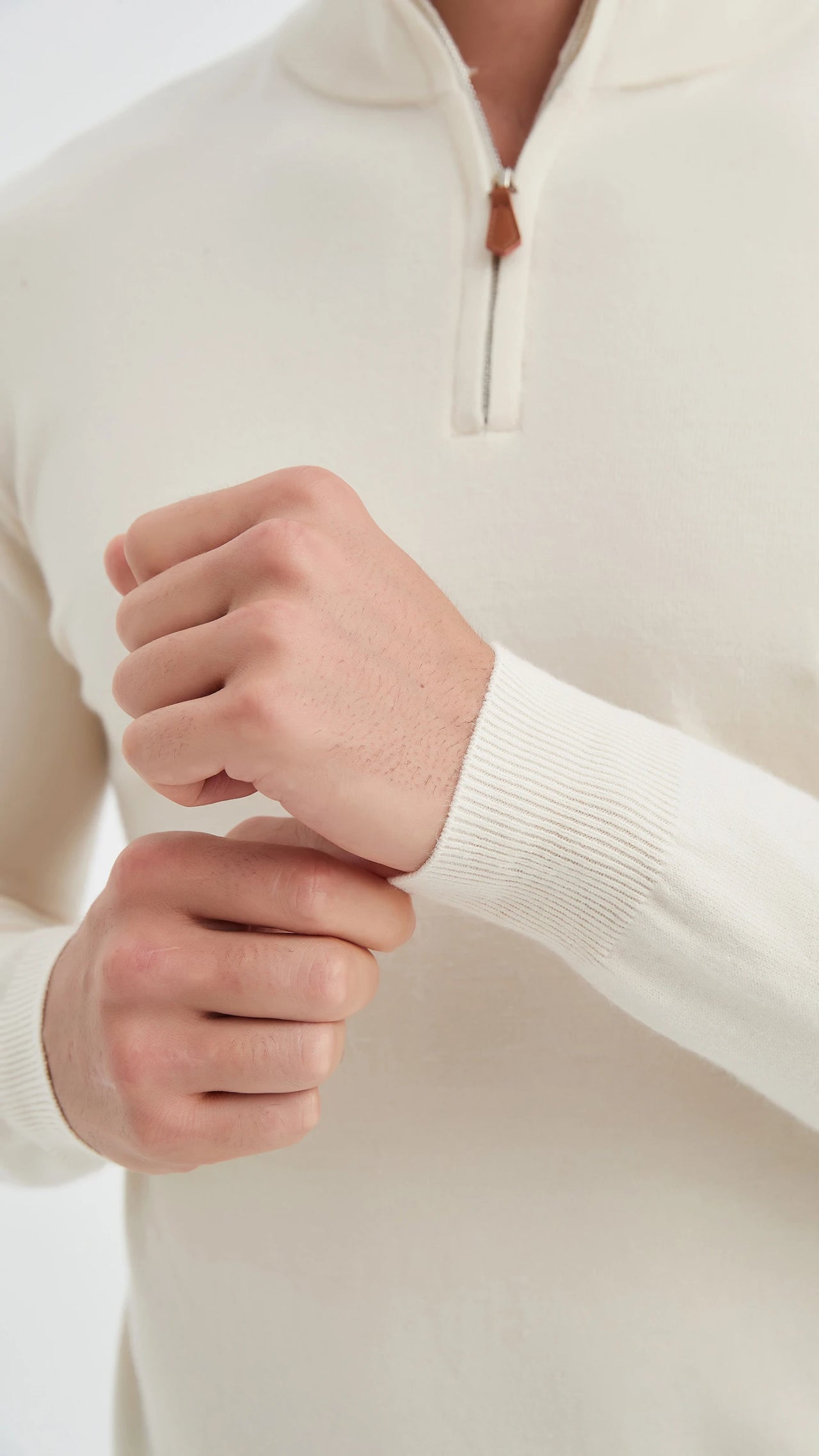 Halfzip sweater | Laurent | Beige