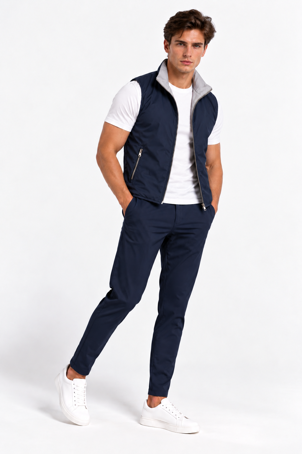 Dubbelzijdige Tech Bodywarmer | Donkerblauw - grijs