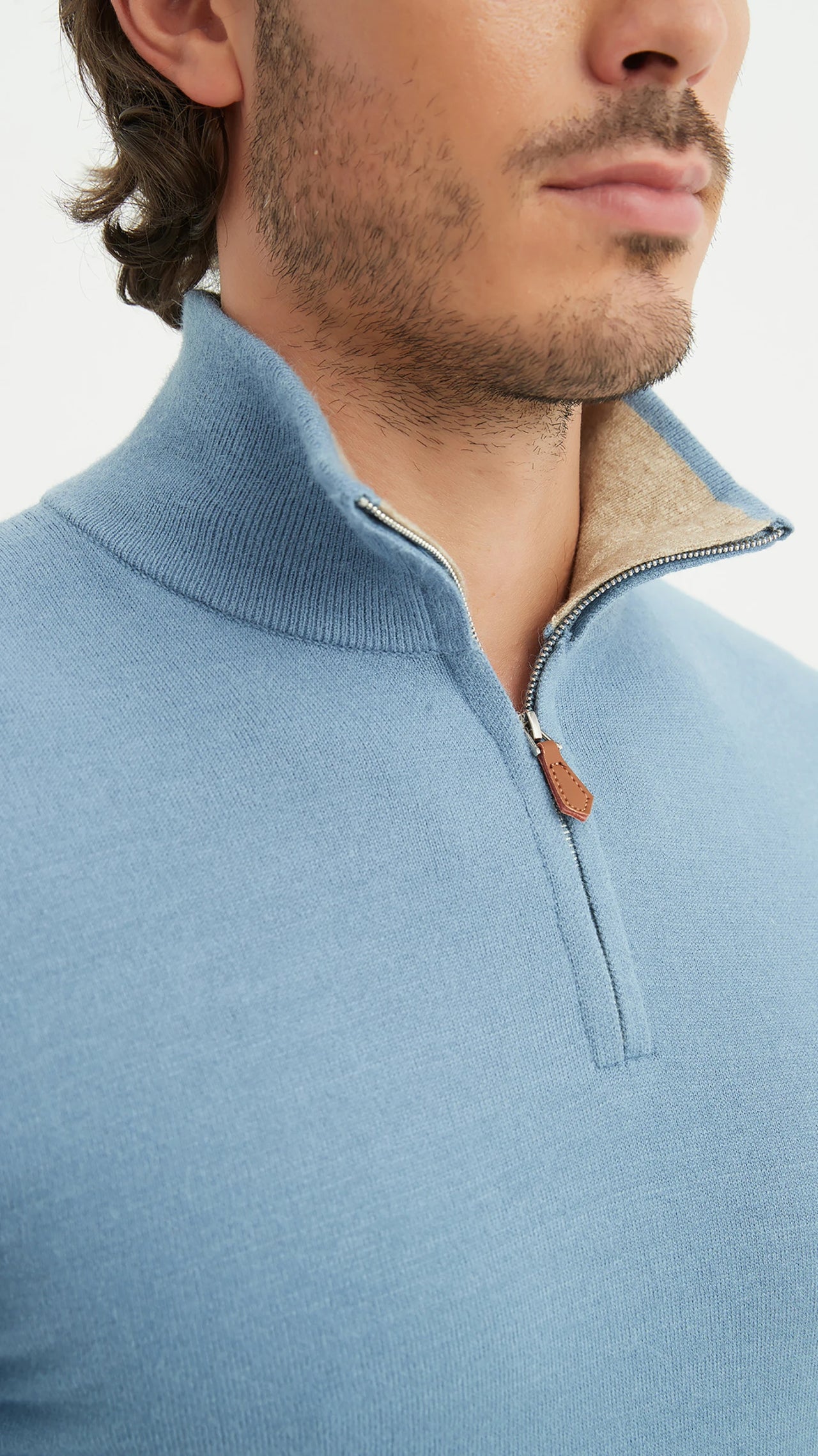 Halfzip sweater | Laurent | Denim