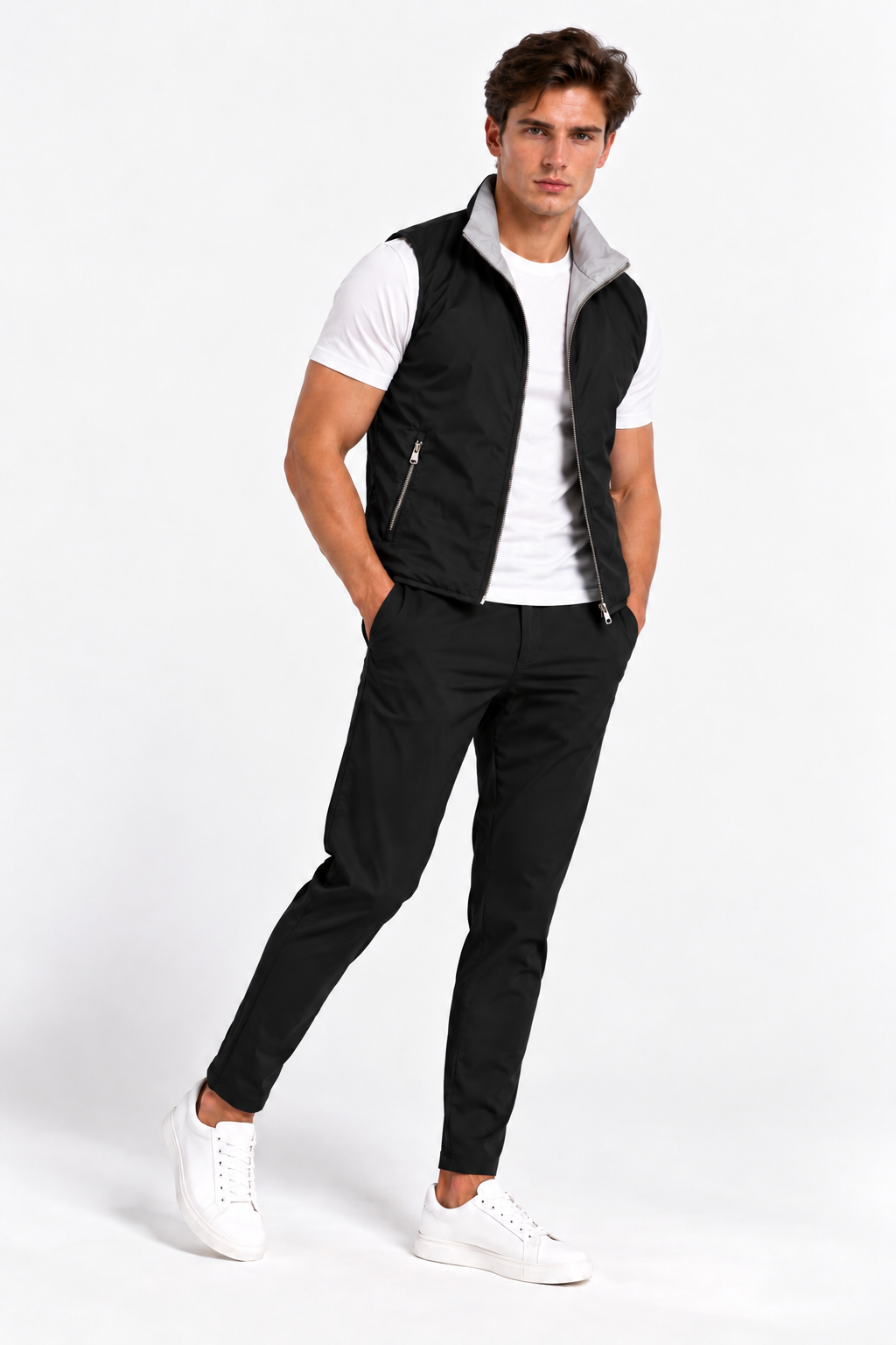 Dubbelzijdige Tech Bodywarmer | Zwart - Grijs