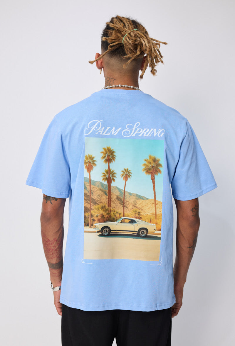 T-shirt | Palm Spring | Lichtblauw