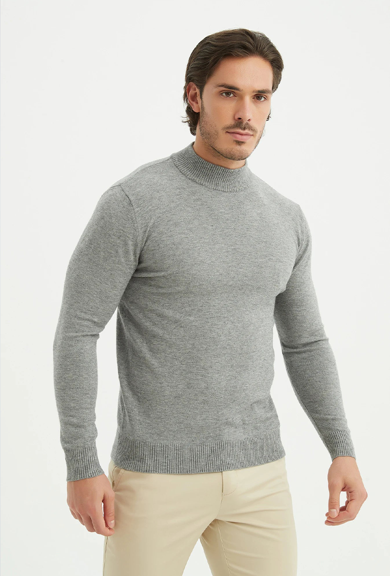 Niedriger Rollkragenpullover | Chamonix | Grau