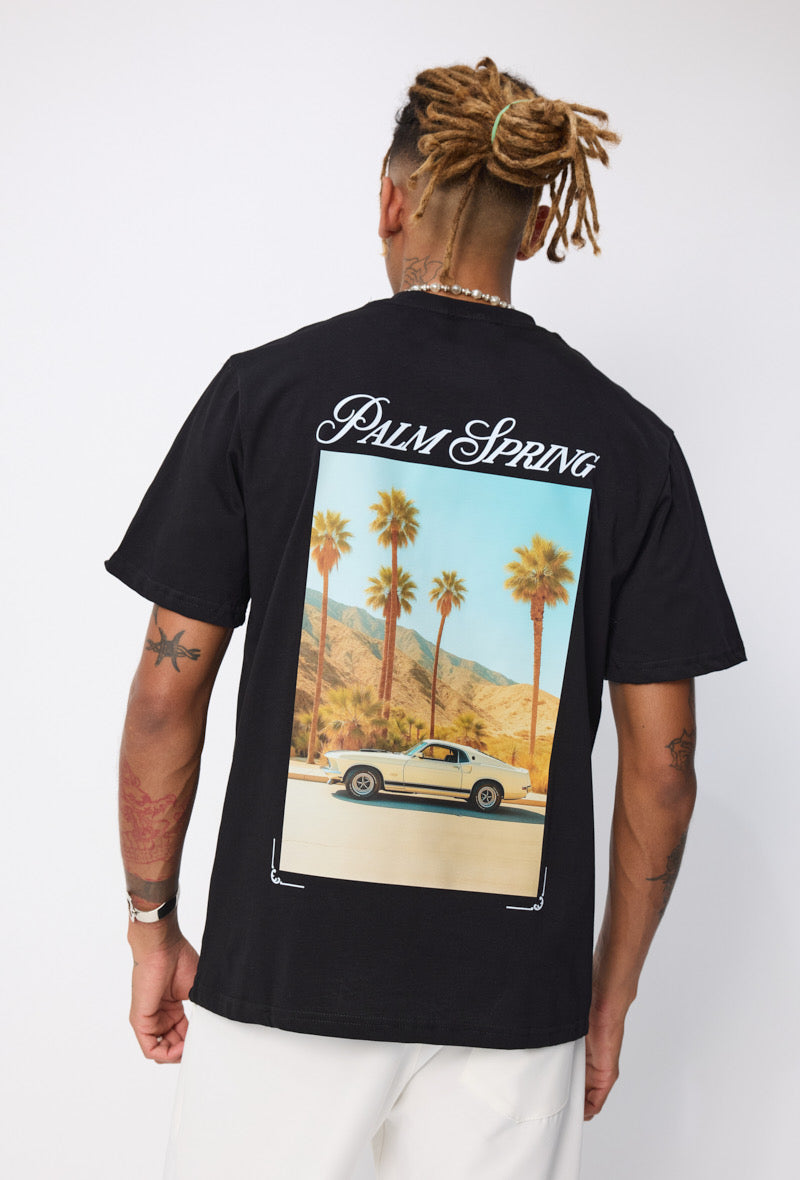 T-shirt | Palm Spring | Zwart