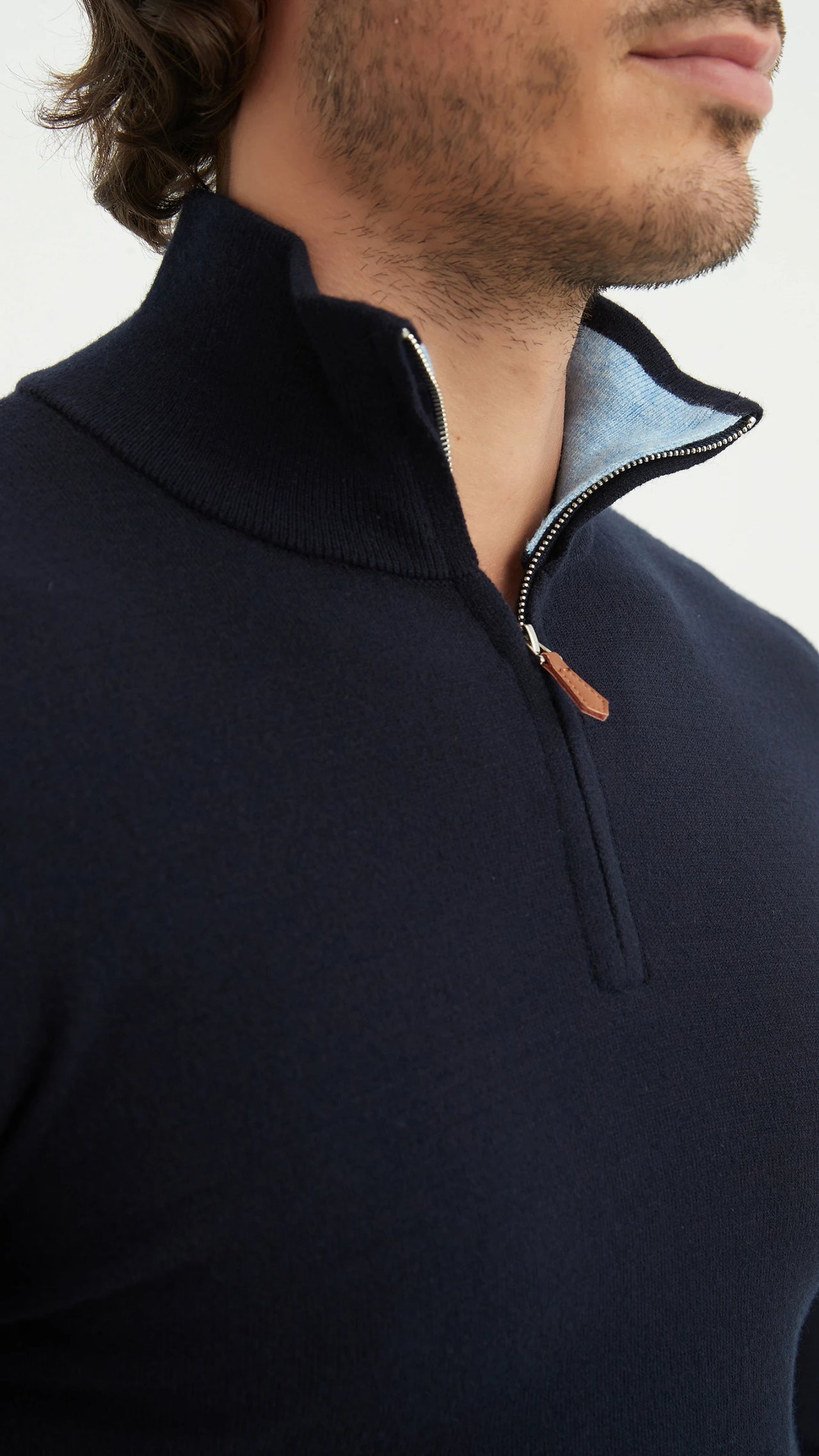Halfzip sweater | Laurent | Donkerblauw