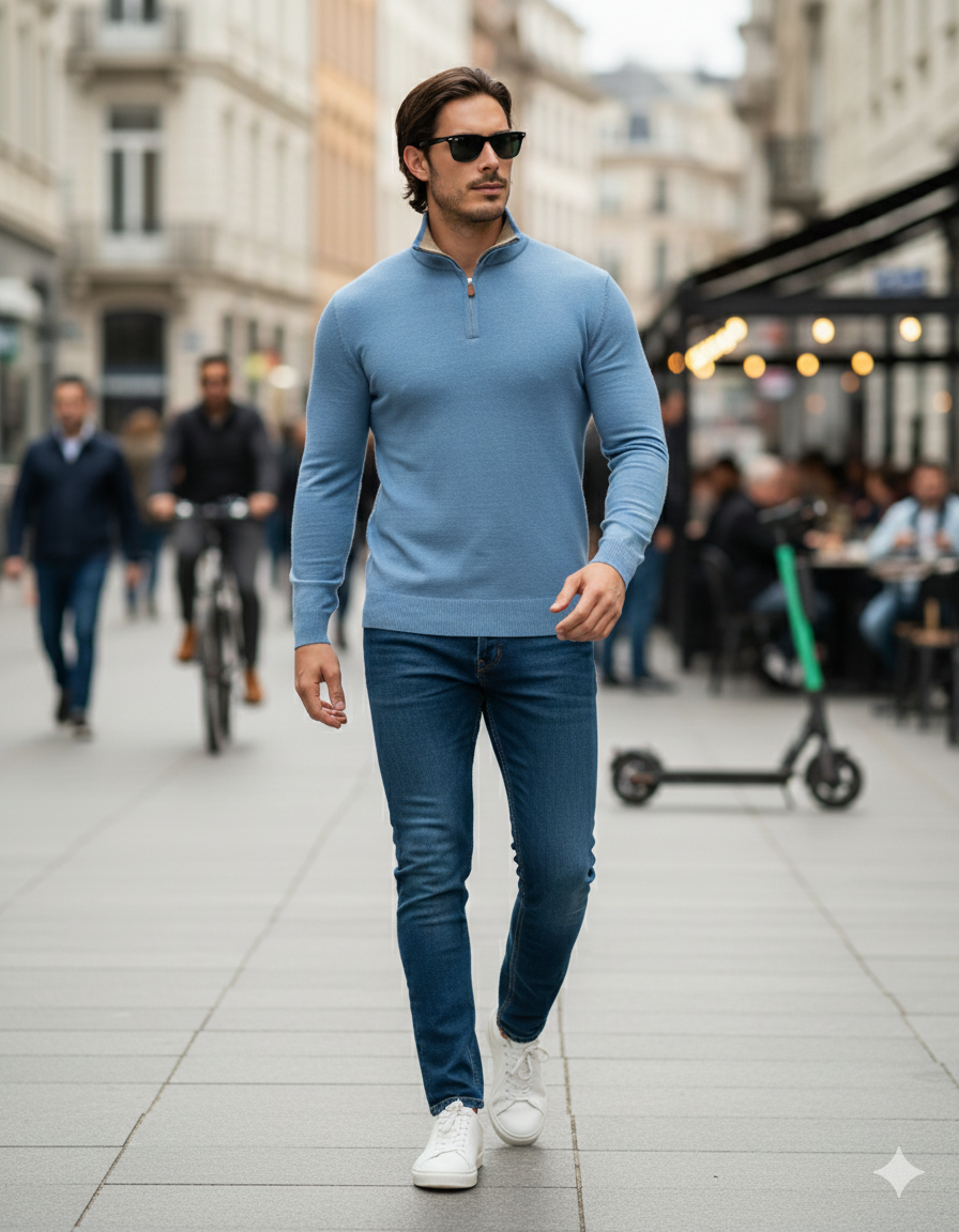 Pullover mit halbem Reißverschluss | Cosenza | Grau