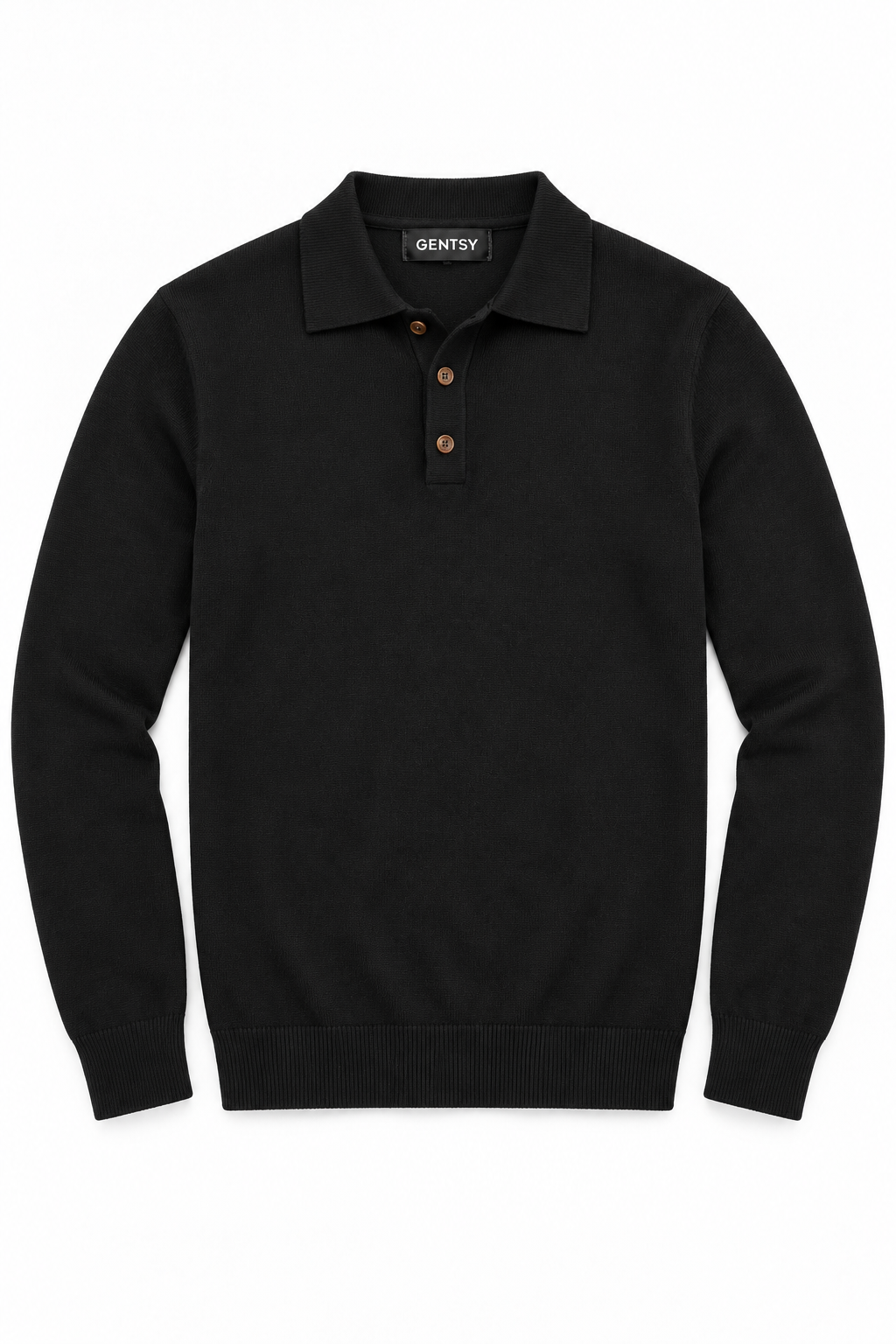Slim fit trui met knoopjes | Sorrento | Zwart