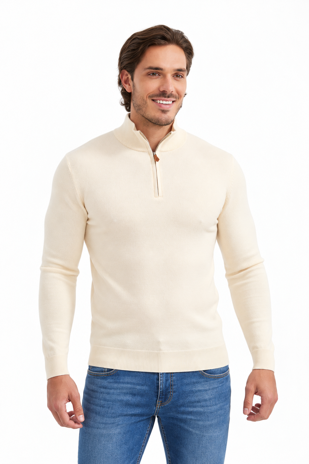 Half zip sweater | Adrien | Beige