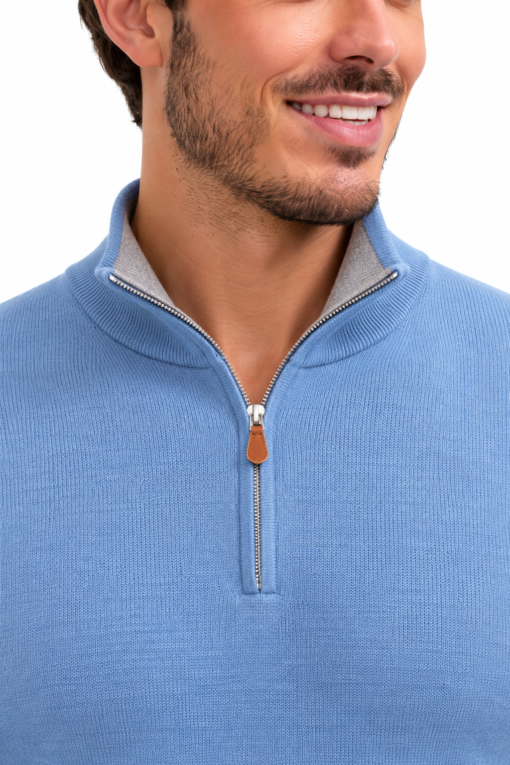 Half zip sweater | Adrien | Denim blauw