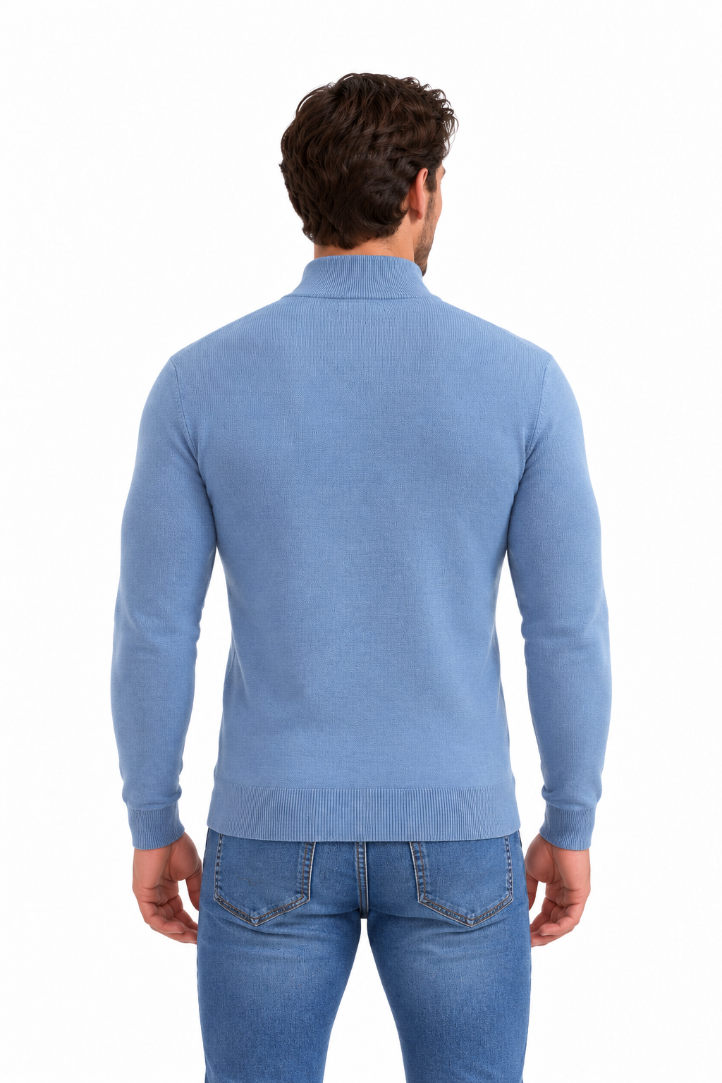 Half zip sweater | Adrien | Denim blauw