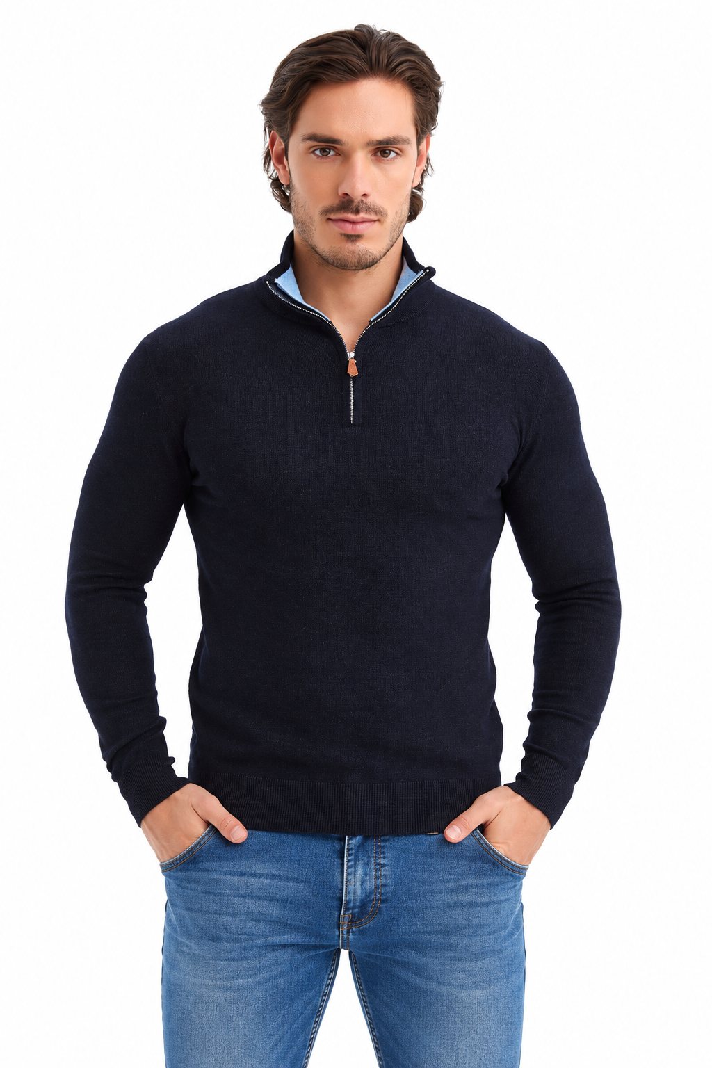 Half zip sweater | Adrien | Donkerblauw