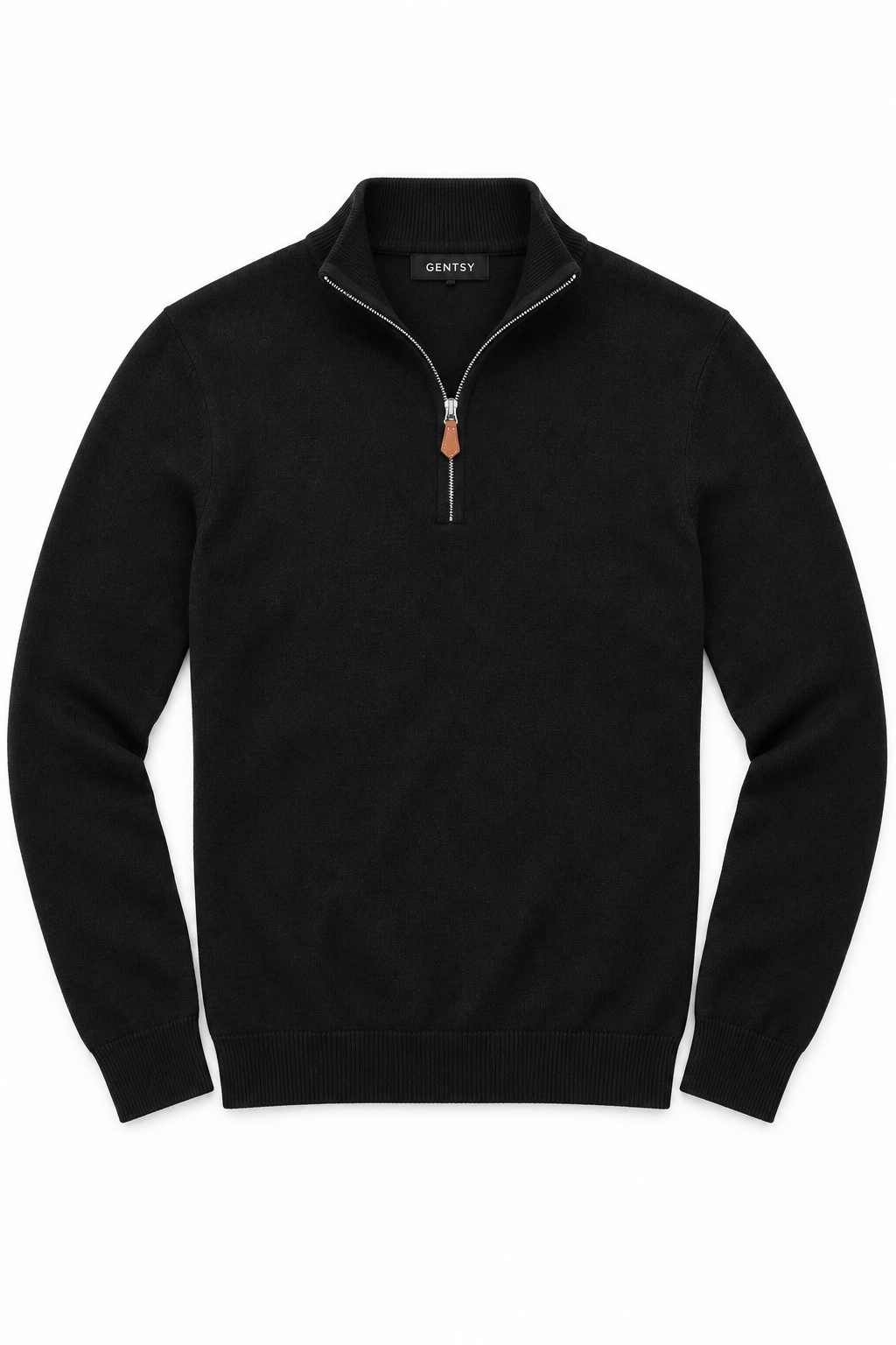 Half zip sweater | Adrien | Zwart