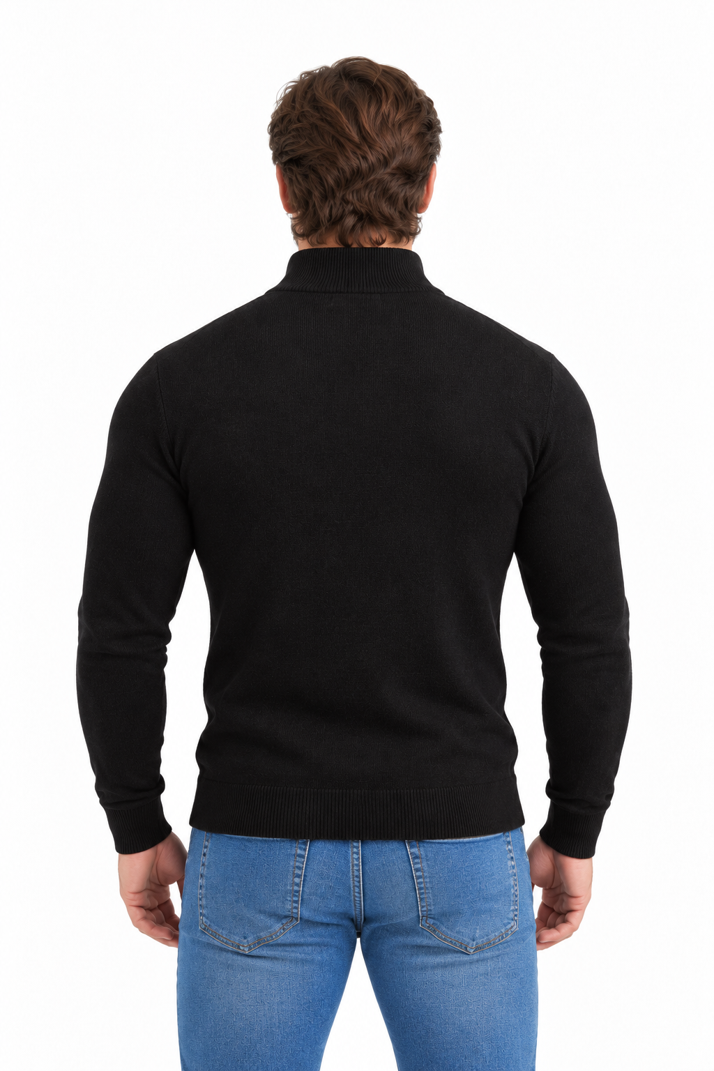 Half zip sweater | Adrien | Zwart