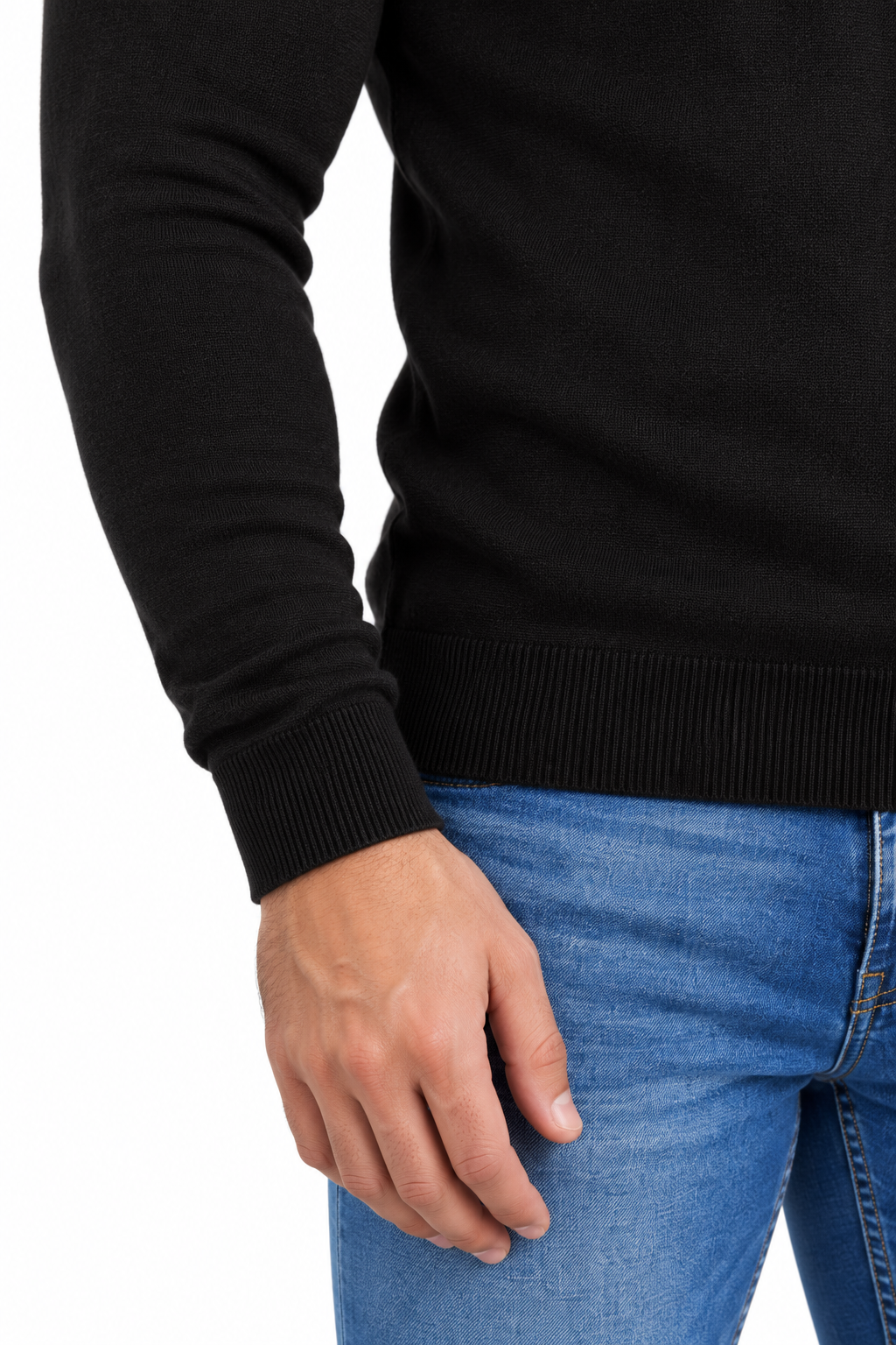 Half zip sweater | Adrien | Zwart