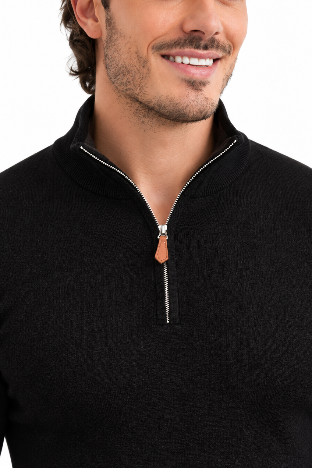 Half zip sweater | Adrien | Zwart