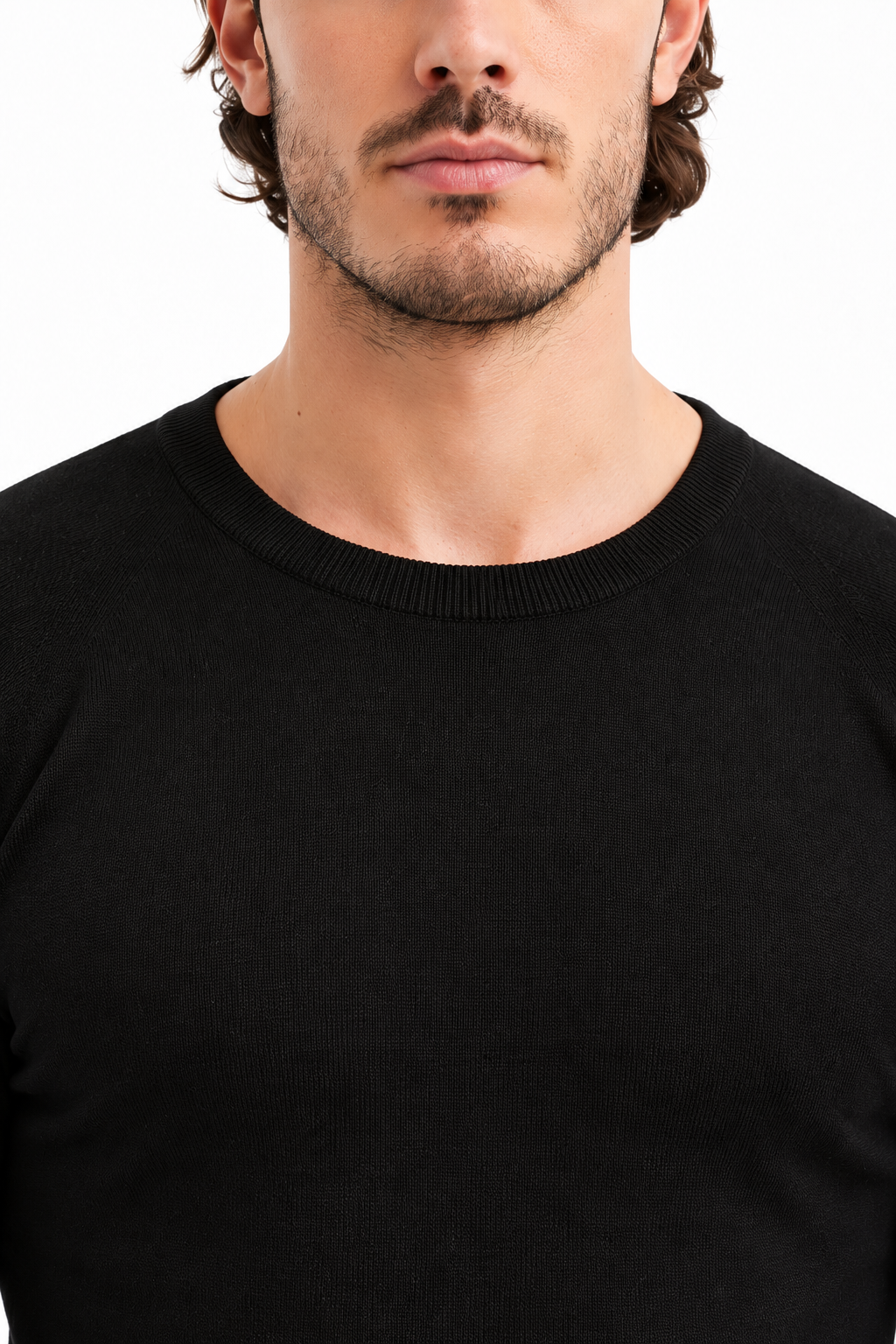 Slimfit crewneck | Valerio | Zwart