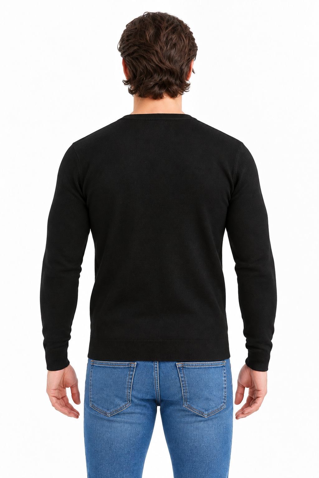 Slimfit crewneck | Valerio | Zwart