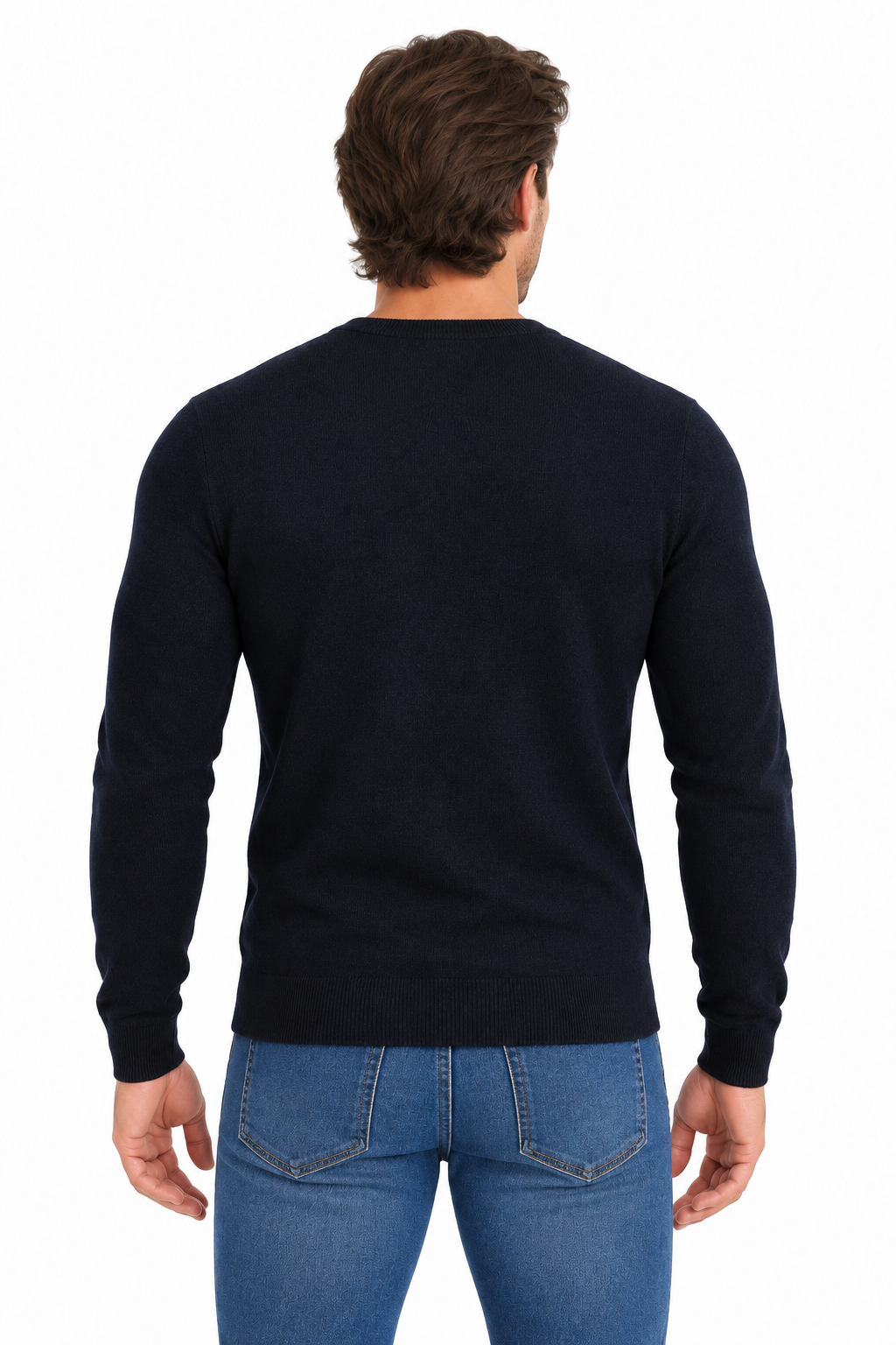 Slimfit crewneck | Valerio | Donkerblauw