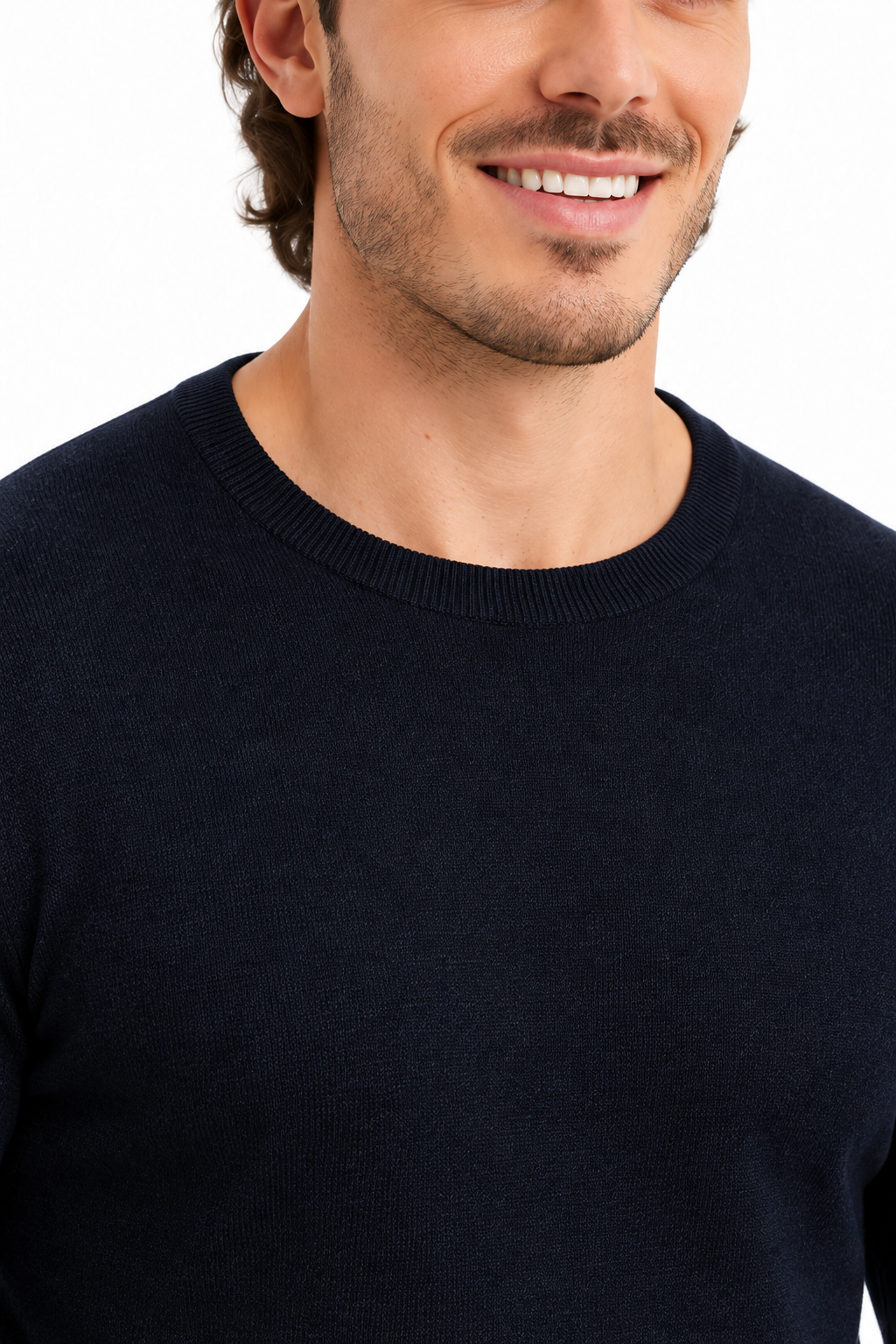 Slimfit crewneck | Valerio | Donkerblauw