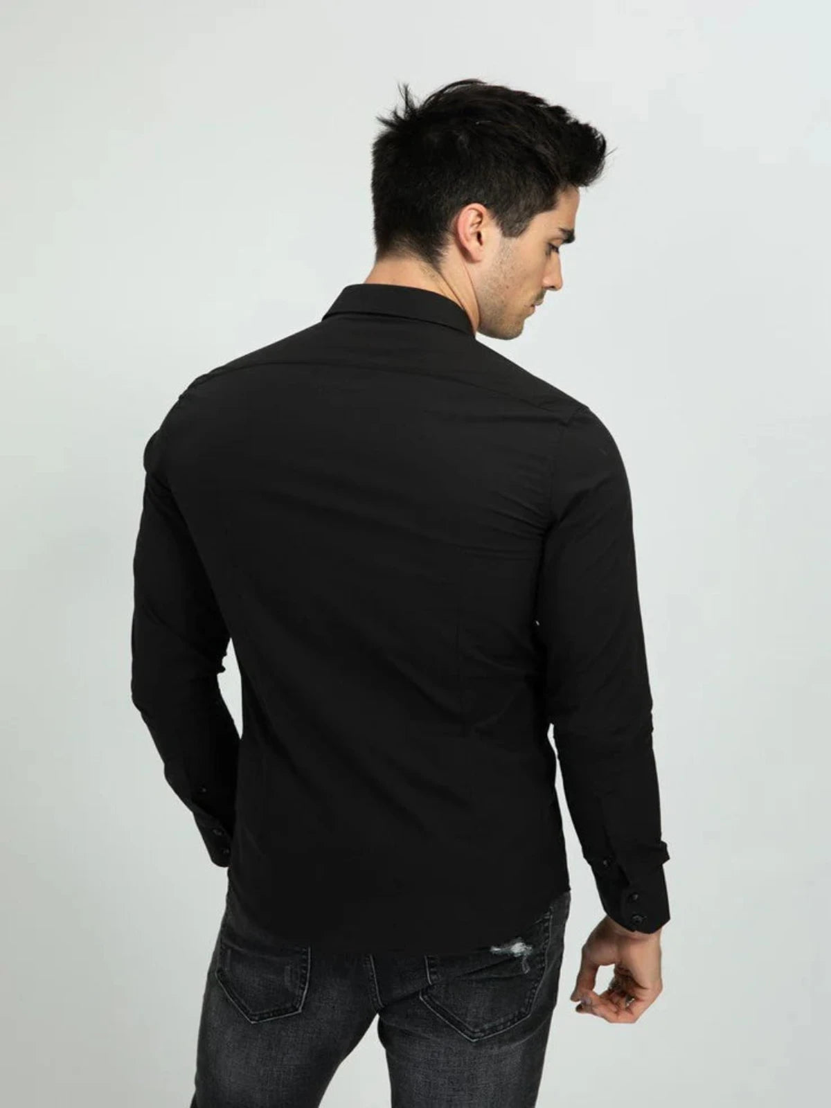 Slim-Fit-Hemd mit langen Ärmeln | Novara | Schwarz
