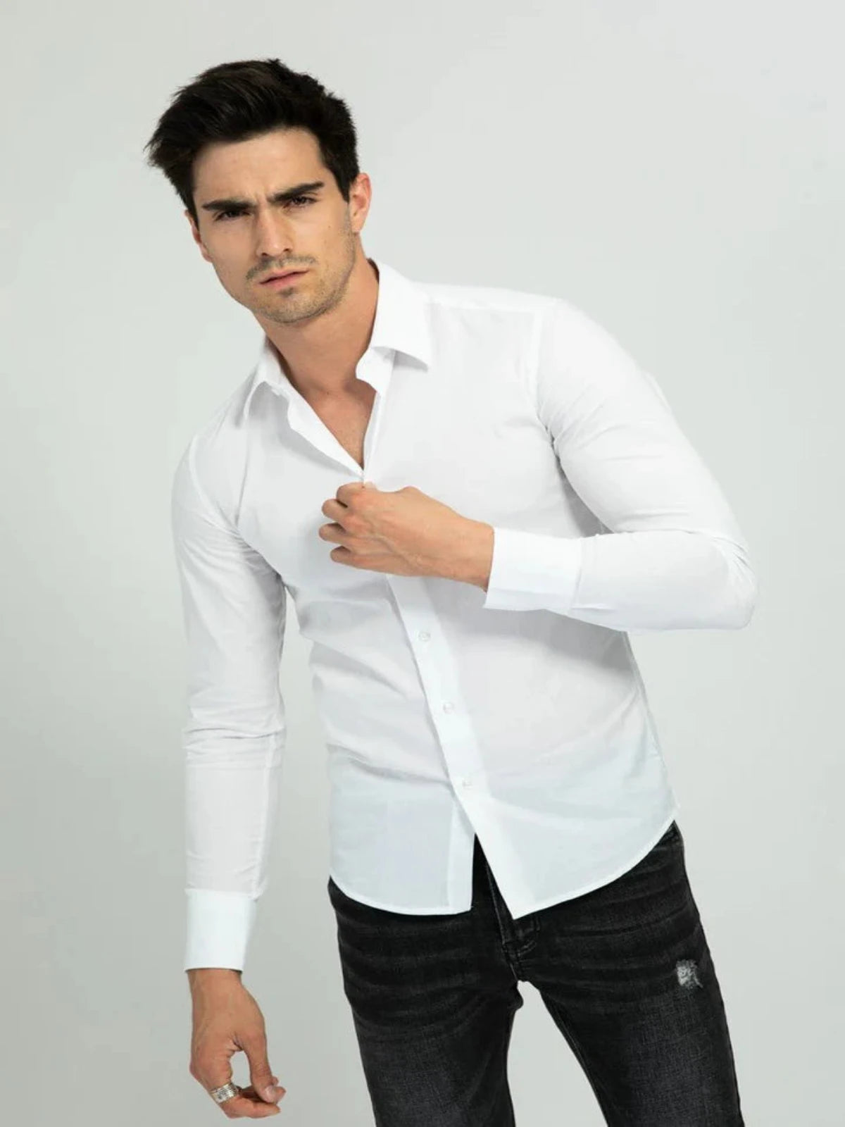 Slim-Fit-Hemd mit langen Ärmeln | Novara | Weiß