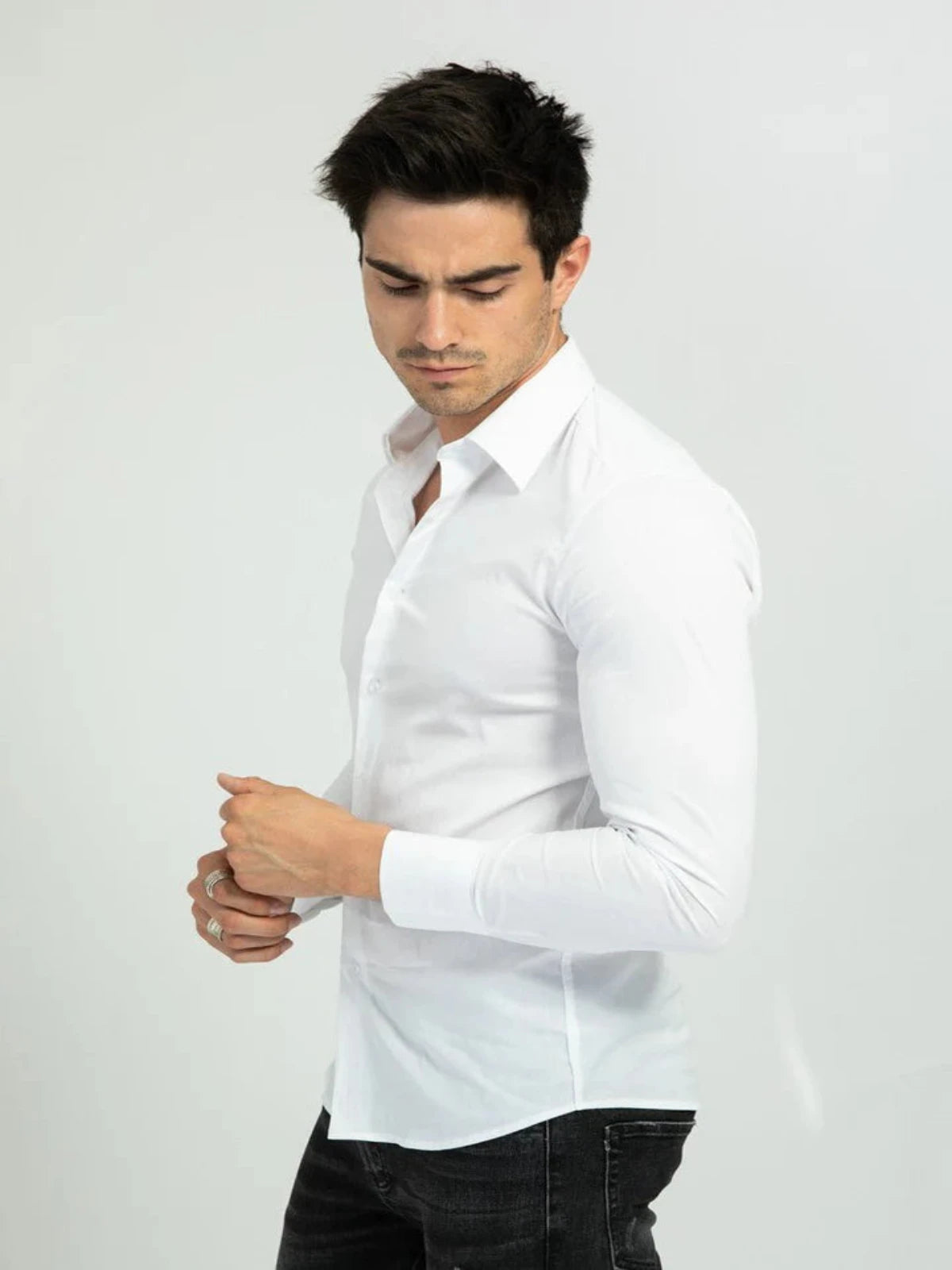 Slim-Fit-Hemd mit langen Ärmeln | Novara | Weiß