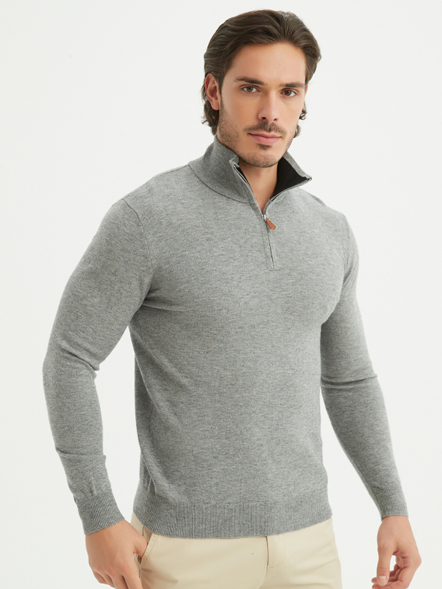 Pullover mit halbem Reißverschluss | Cosenza | Grau