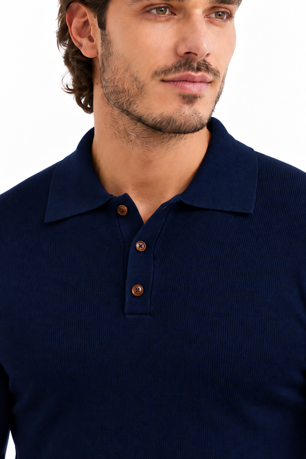 Slim fit trui met knoopjes | Sorrento | Blauw
