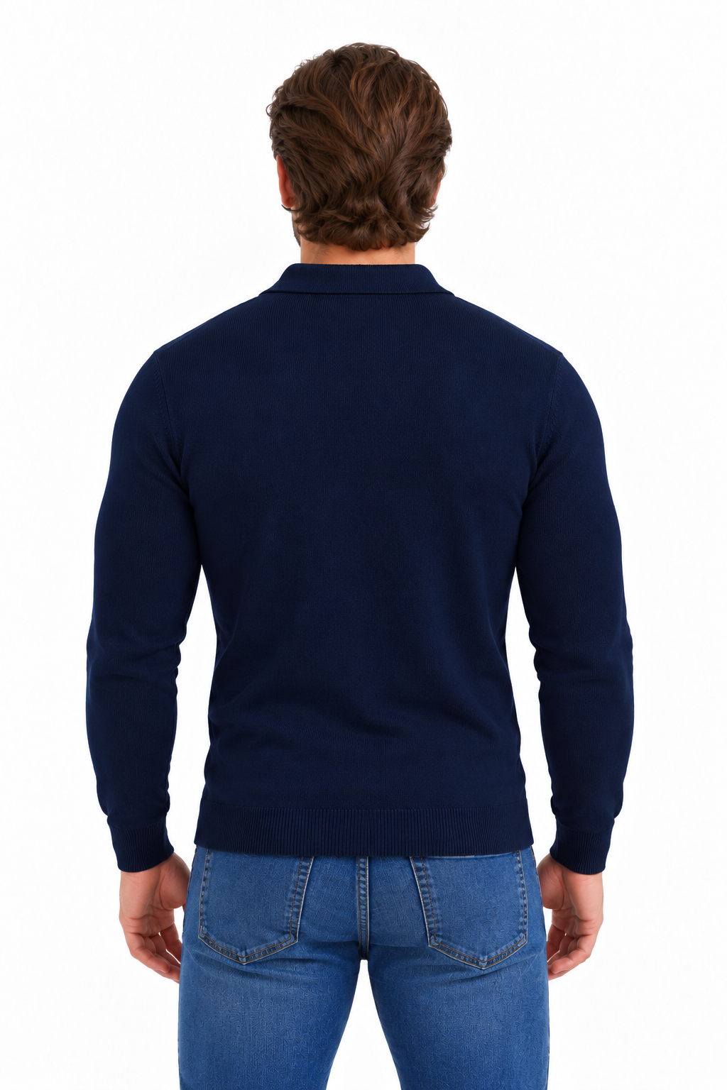 Slim fit trui met knoopjes | Sorrento | Blauw