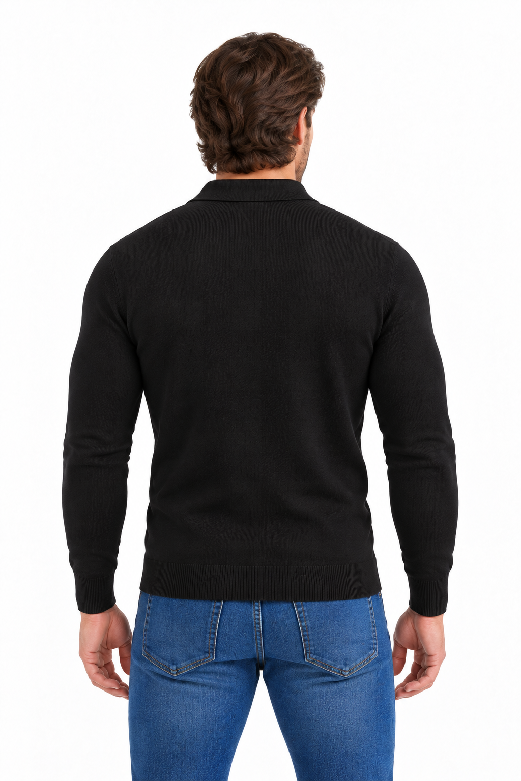 Slim fit trui met knoopjes | Sorrento | Zwart