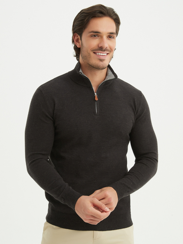Pullover mit halbem Reißverschluss | Cosenza | Grau
